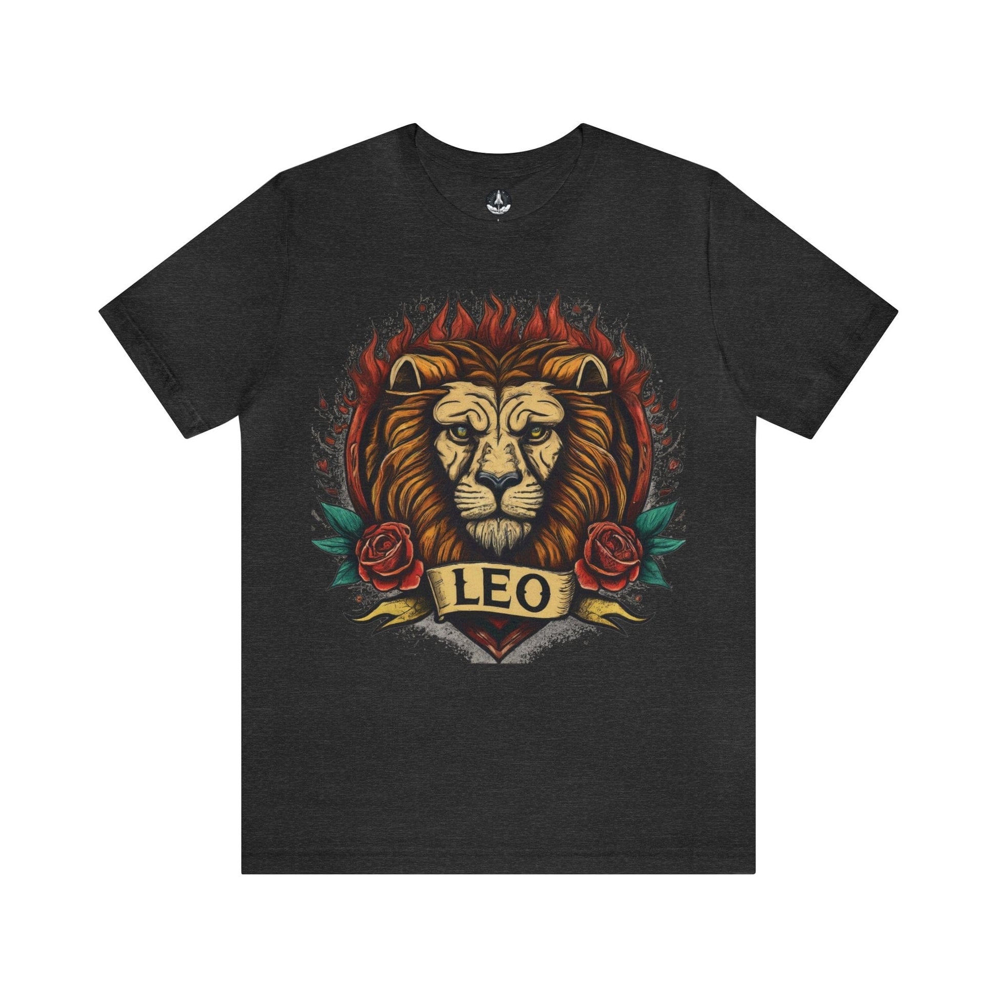 T-Shirt Dark Grey Heather / S Old School Leo Heart Tattoo T-Shirt