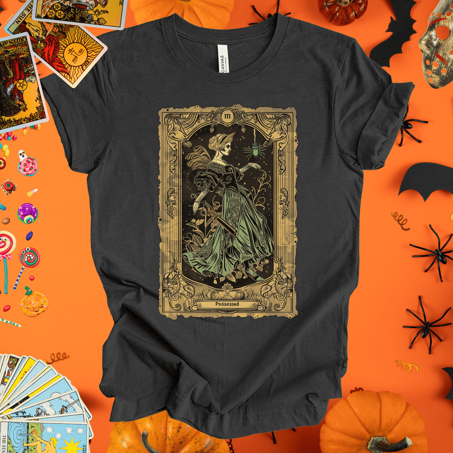 T-Shirt Dark Grey Heather / S Possessed Maiden Tarot Card T-Shirt - Halloween Limited Edition