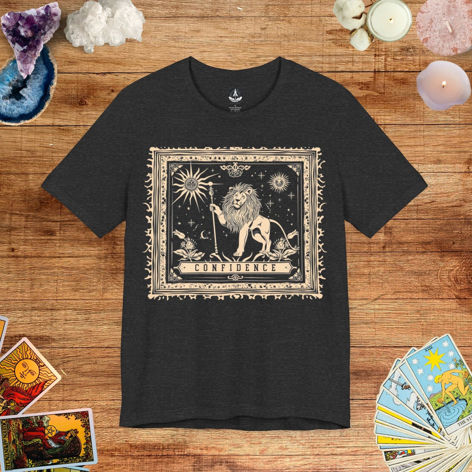 T-Shirt Dark Grey Heather / S Royal Confidence Leo Tarot Card T-Shirt