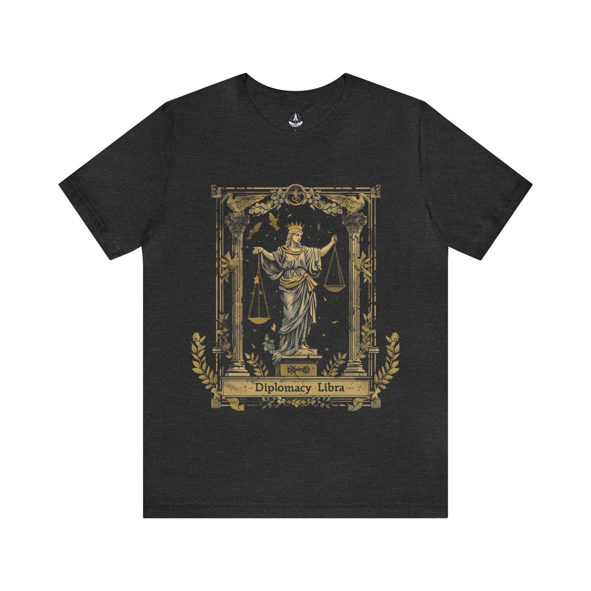 T-Shirt Dark Grey Heather / S Scales of Poise Libra Diplomacy Tee: Elegance in Balance