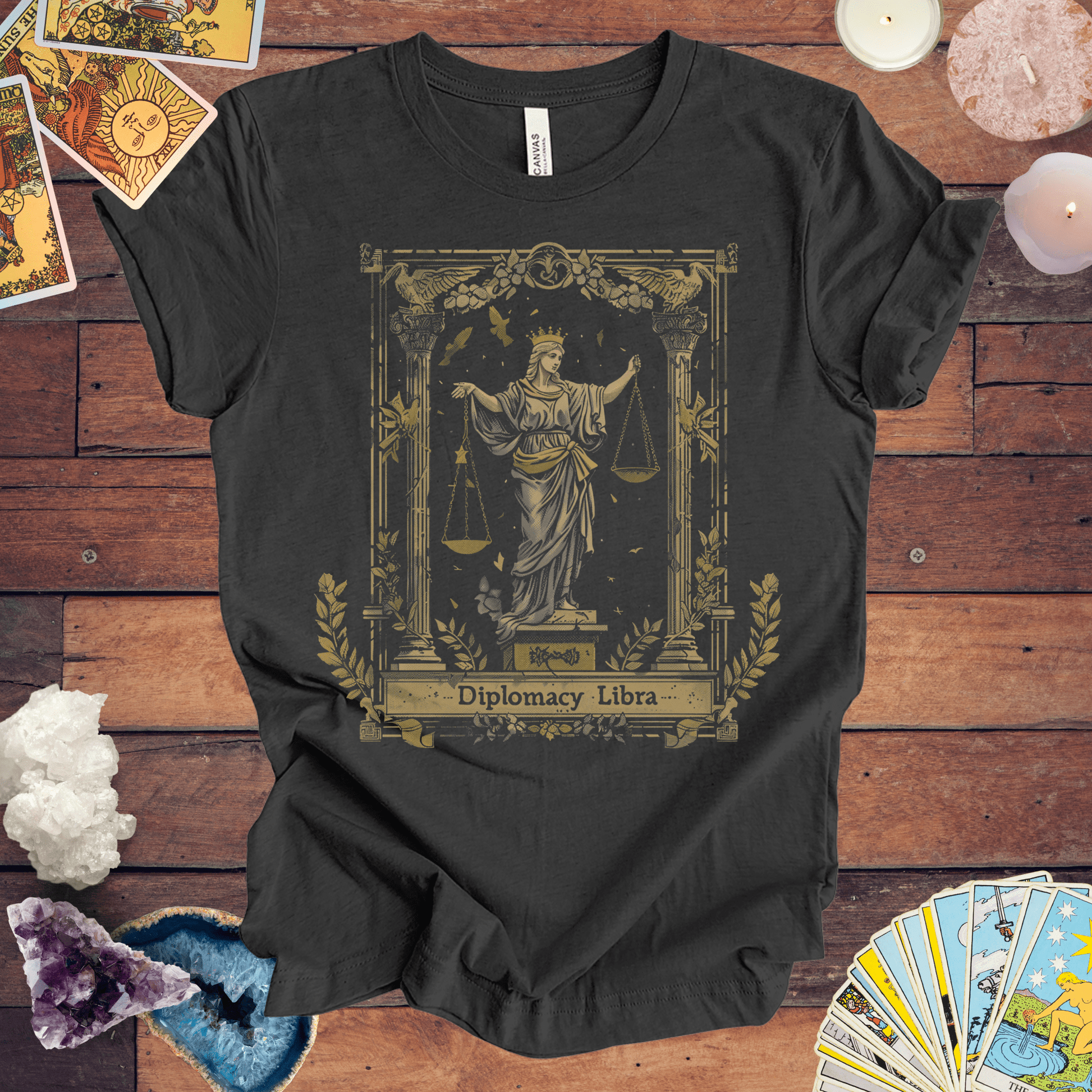 T-Shirt Dark Grey Heather / S Scales of Poise Libra Diplomacy Tee: Elegance in Balance