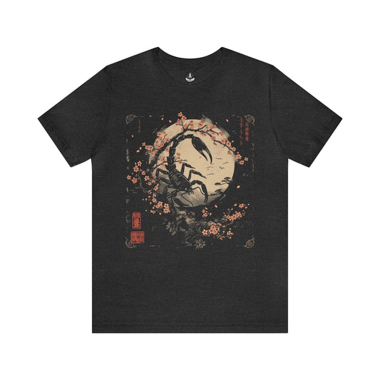T-Shirt Dark Grey Heather / S Scorpio's Night Sky TShirt: Japanese Art in Premium Cotton Blend