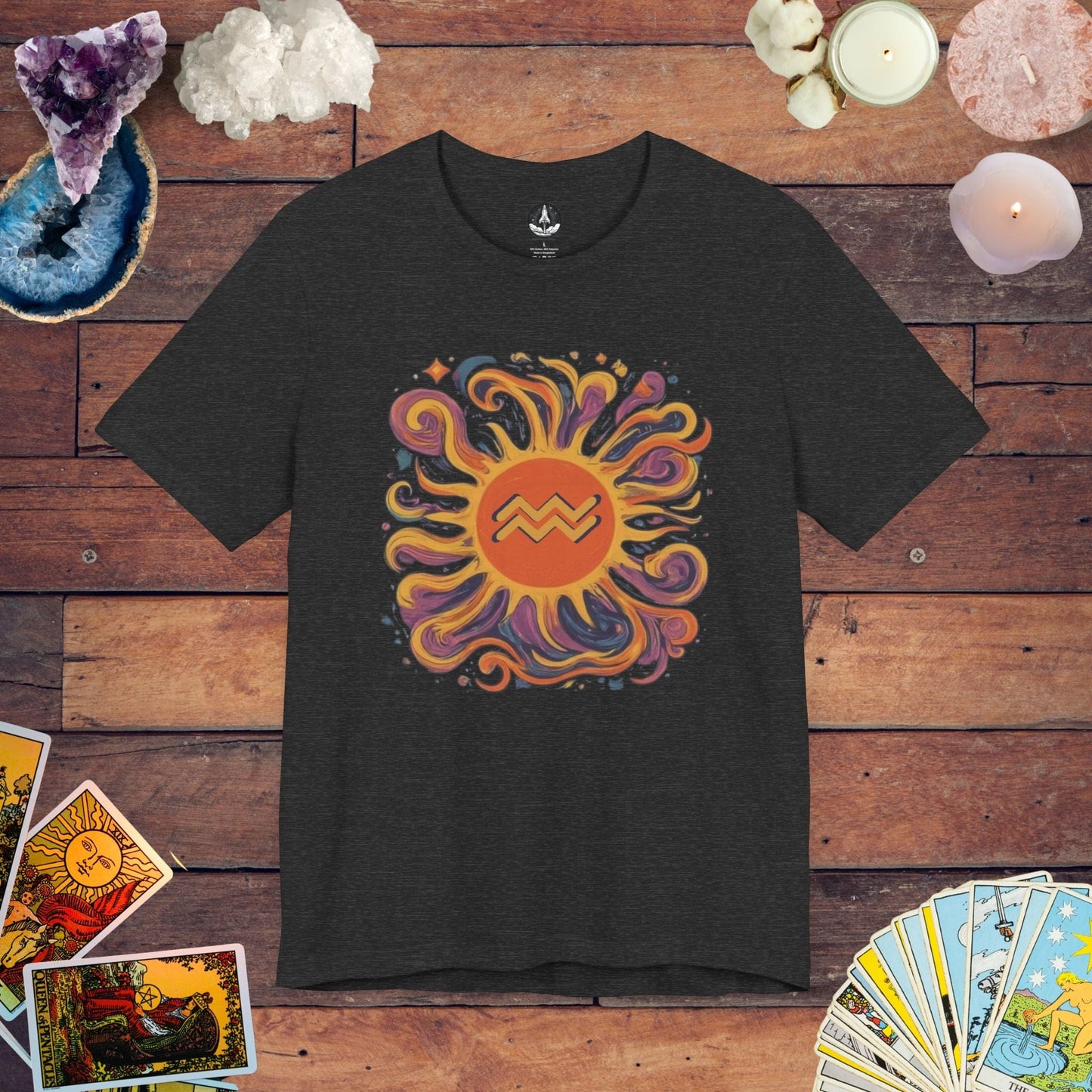 T-Shirt Dark Grey Heather / S Solar Flair Aquarius T-Shirt: Radiate Your Aquarius Essence