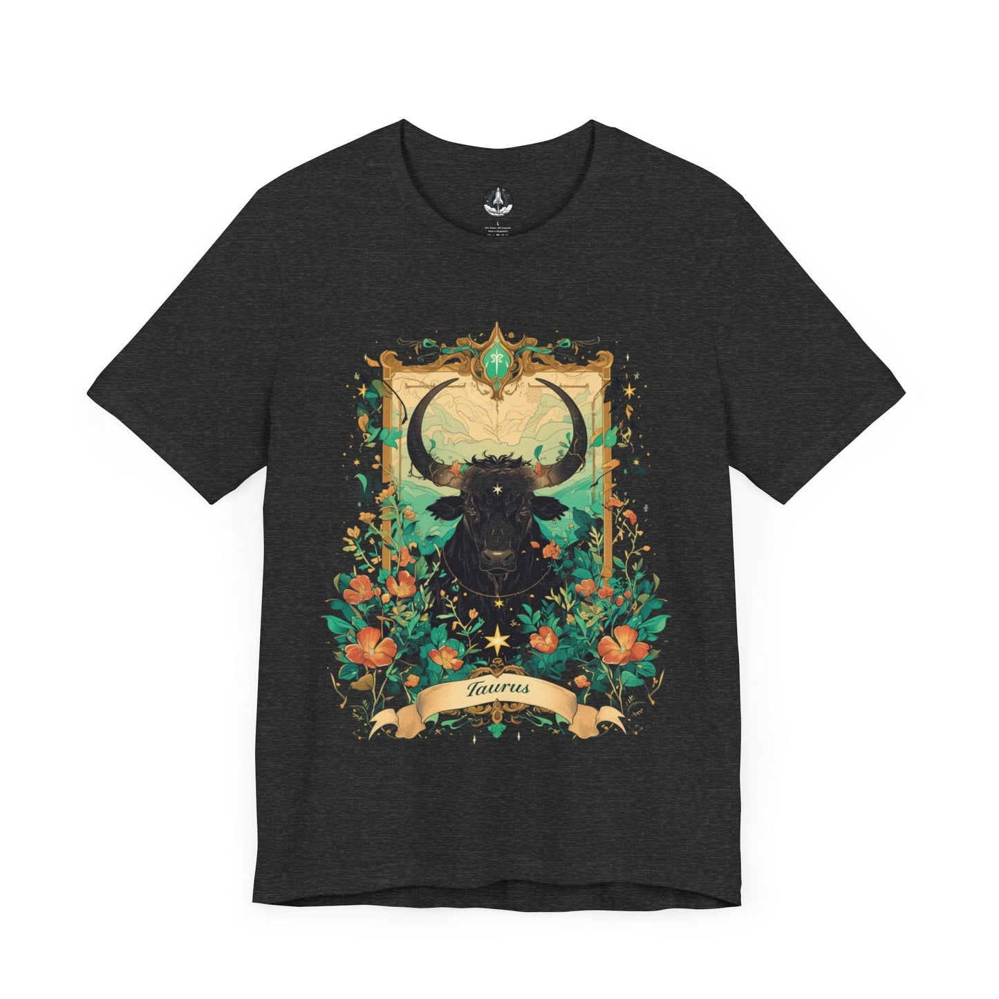 T-Shirt Dark Grey Heather / S Taurus Blossom: Celestial Garden Astrology T-Shirt