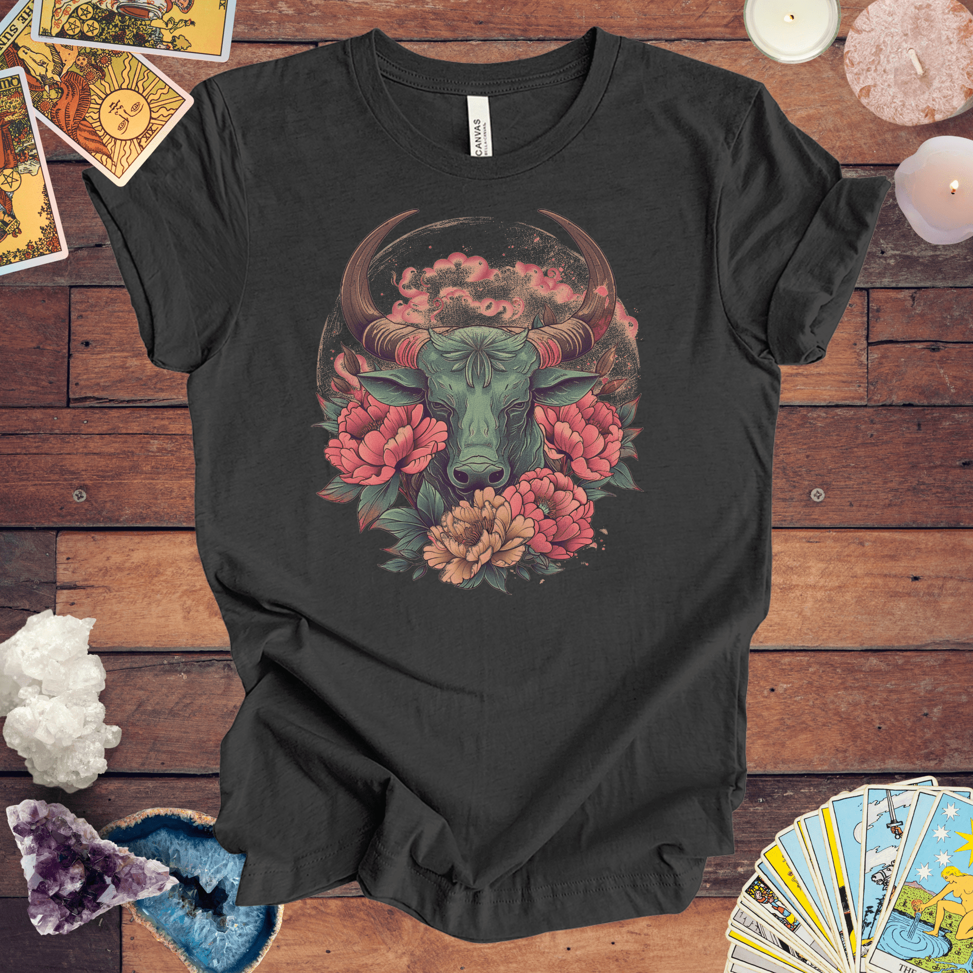 T-Shirt Dark Grey Heather / S Taurus Floral Majesty T-Shirt