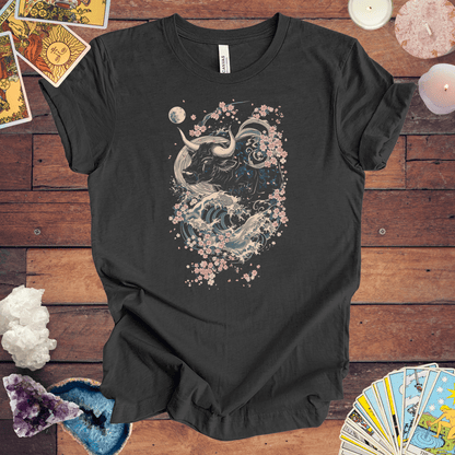 T-Shirt Dark Grey Heather / S Taurus Floral Wave T-Shirt: Elegance in Motion