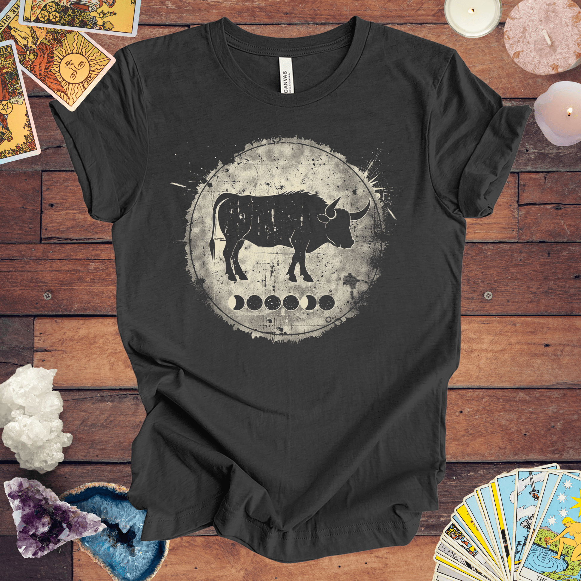 T-Shirt Dark Grey Heather / S Taurus Lunar Phase T-Shirt