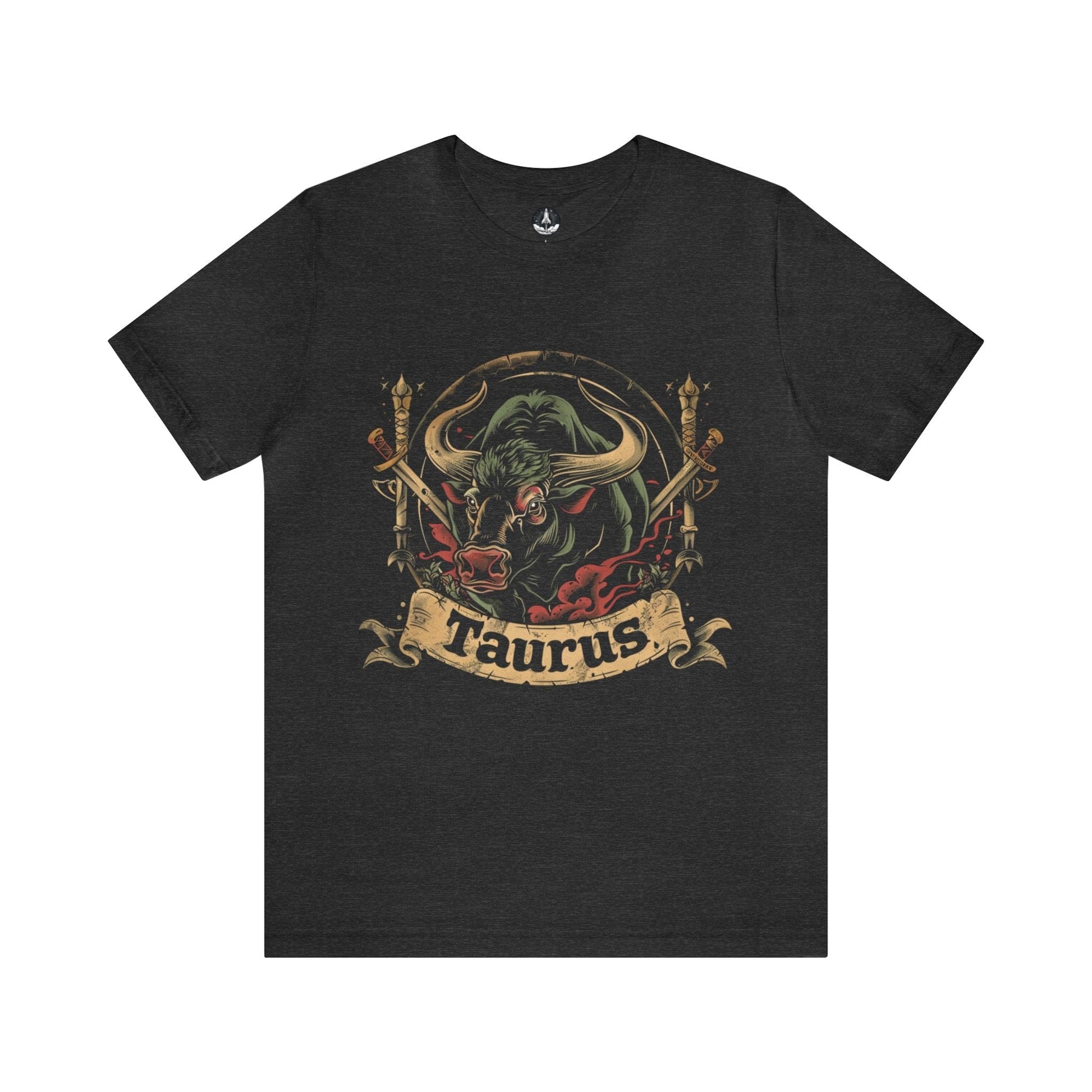 T-Shirt Dark Grey Heather / S Taurus Warrior Crest T-Shirt: Bold Zodiac Statement