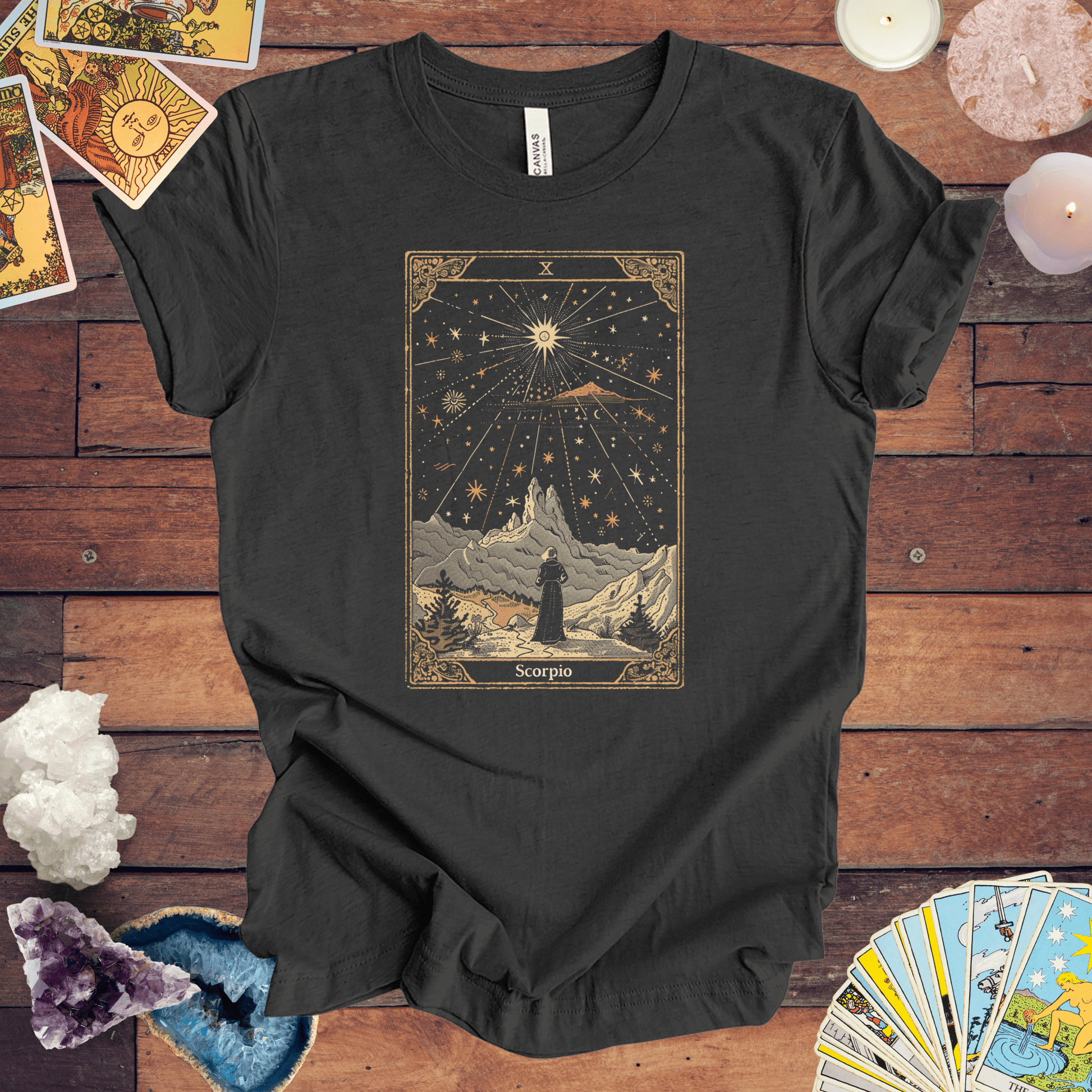 T-Shirt Dark Grey Heather / S The Ambitious Visionary: Scorpio Tarot Card T-Shirt