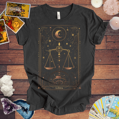 T-Shirt Dark Grey Heather / S The Balanced Scales: Libra Tarot Card T-Shirt