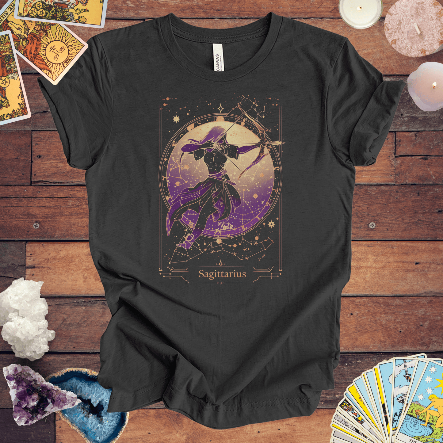 T-Shirt Dark Grey Heather / S The Brave Archer: Sagittarius Tarot Card T-Shirt