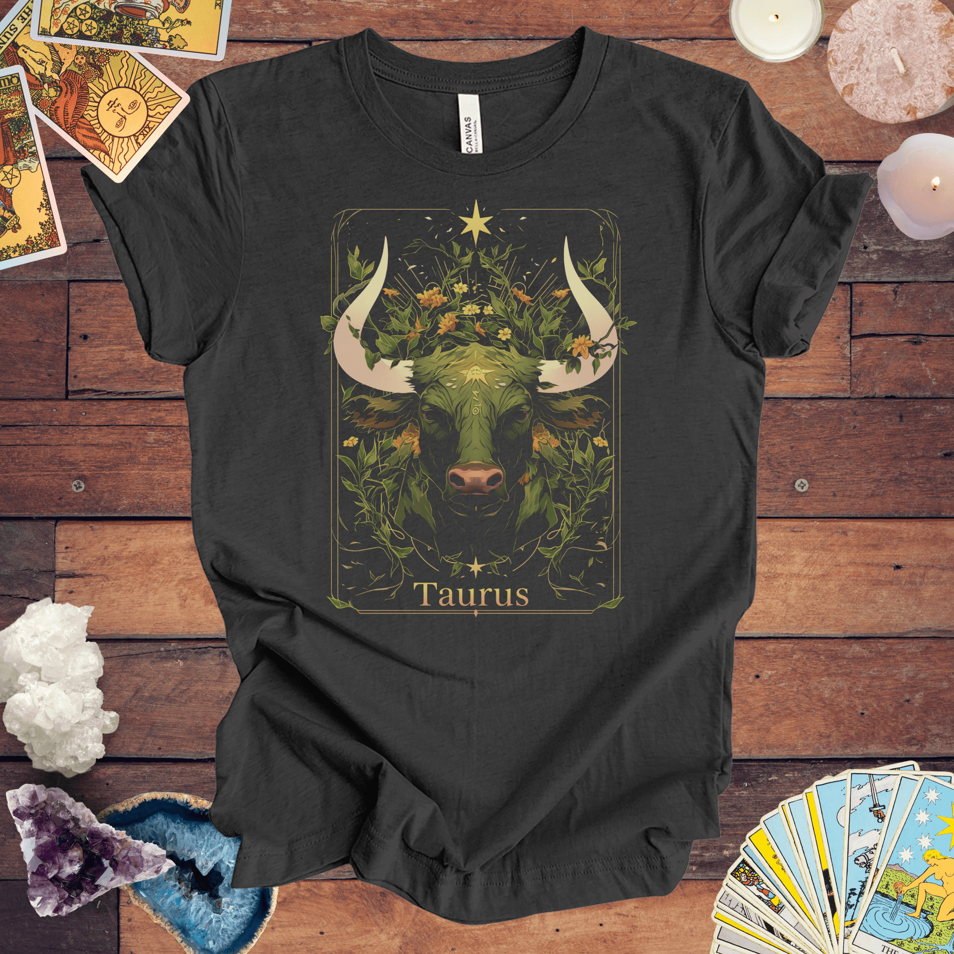 T-Shirt Dark Grey Heather / S The Bull: Taurus Tarot Card T-Shirt