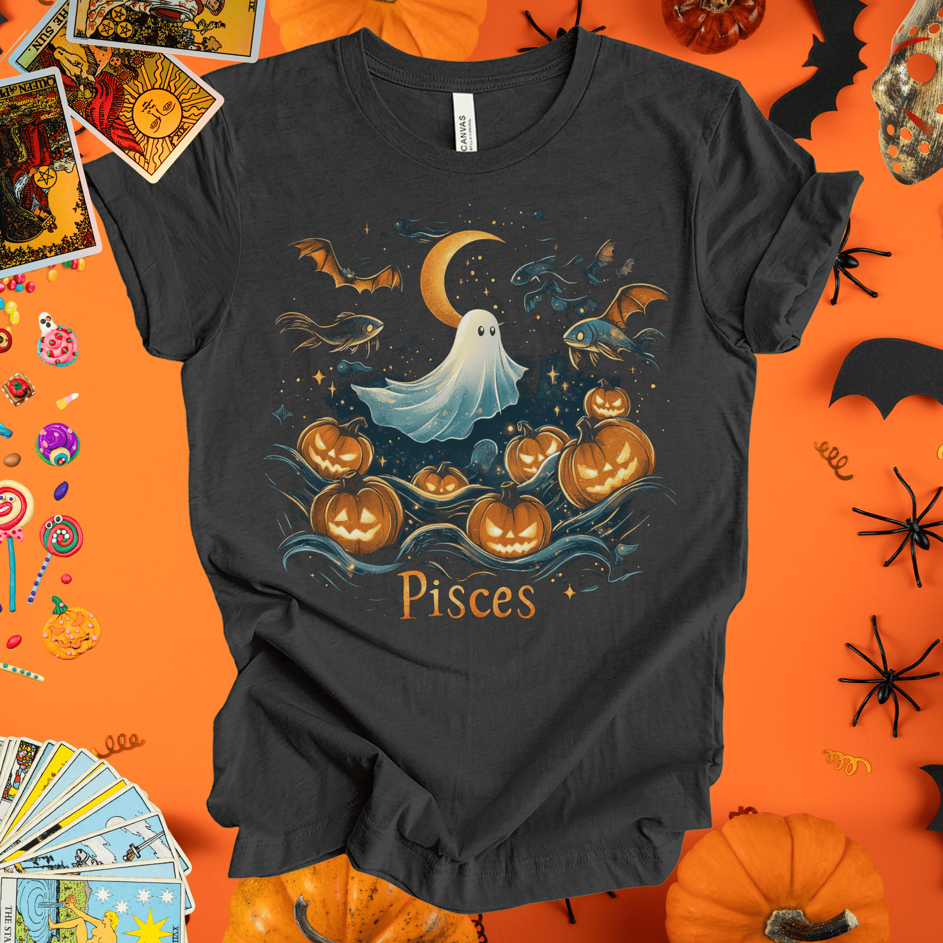 T-Shirt Dark Grey Heather / S The Ghostly Dreamer - Pisces Zodiac T-Shirt - Halloween Limited Edition