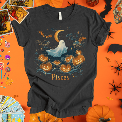 T-Shirt Dark Grey Heather / S The Ghostly Dreamer - Pisces Zodiac T-Shirt - Halloween Limited Edition