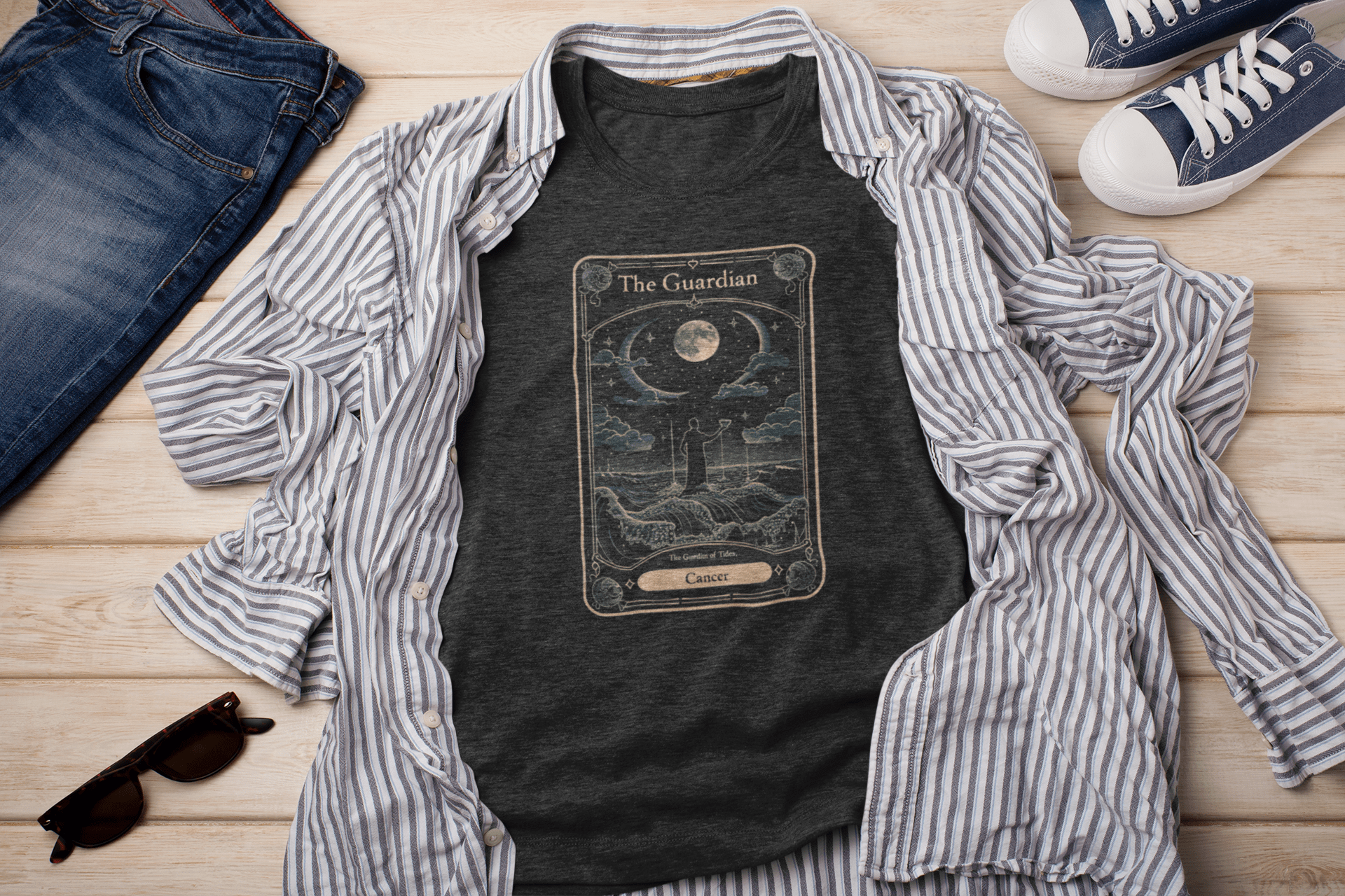 T-Shirt Dark Grey Heather / S The Guardian: Cancer Tarot Card T-Shirt