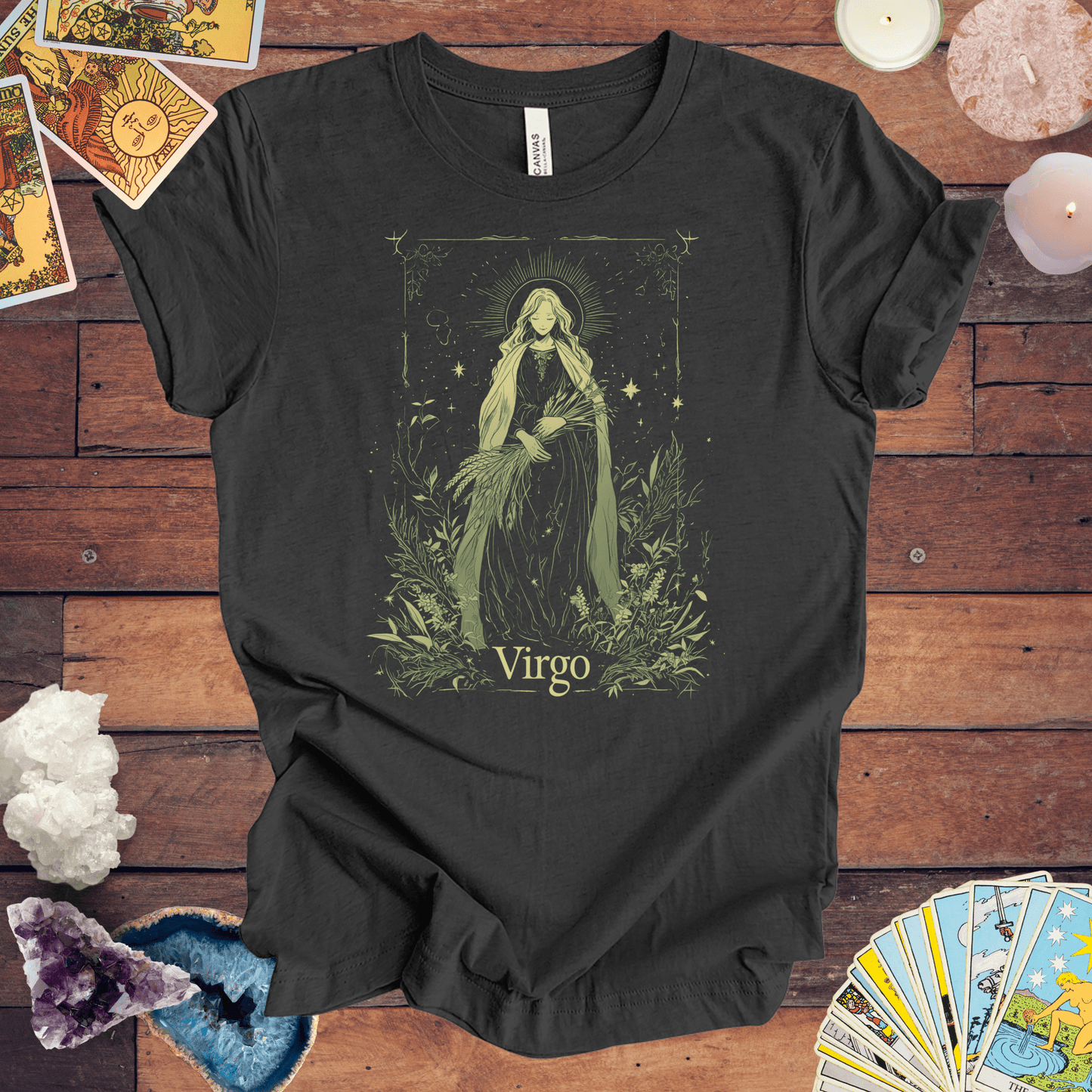 T-Shirt Dark Grey Heather / S The Meticulous Maiden: Virgo Tarot Card T-Shirt