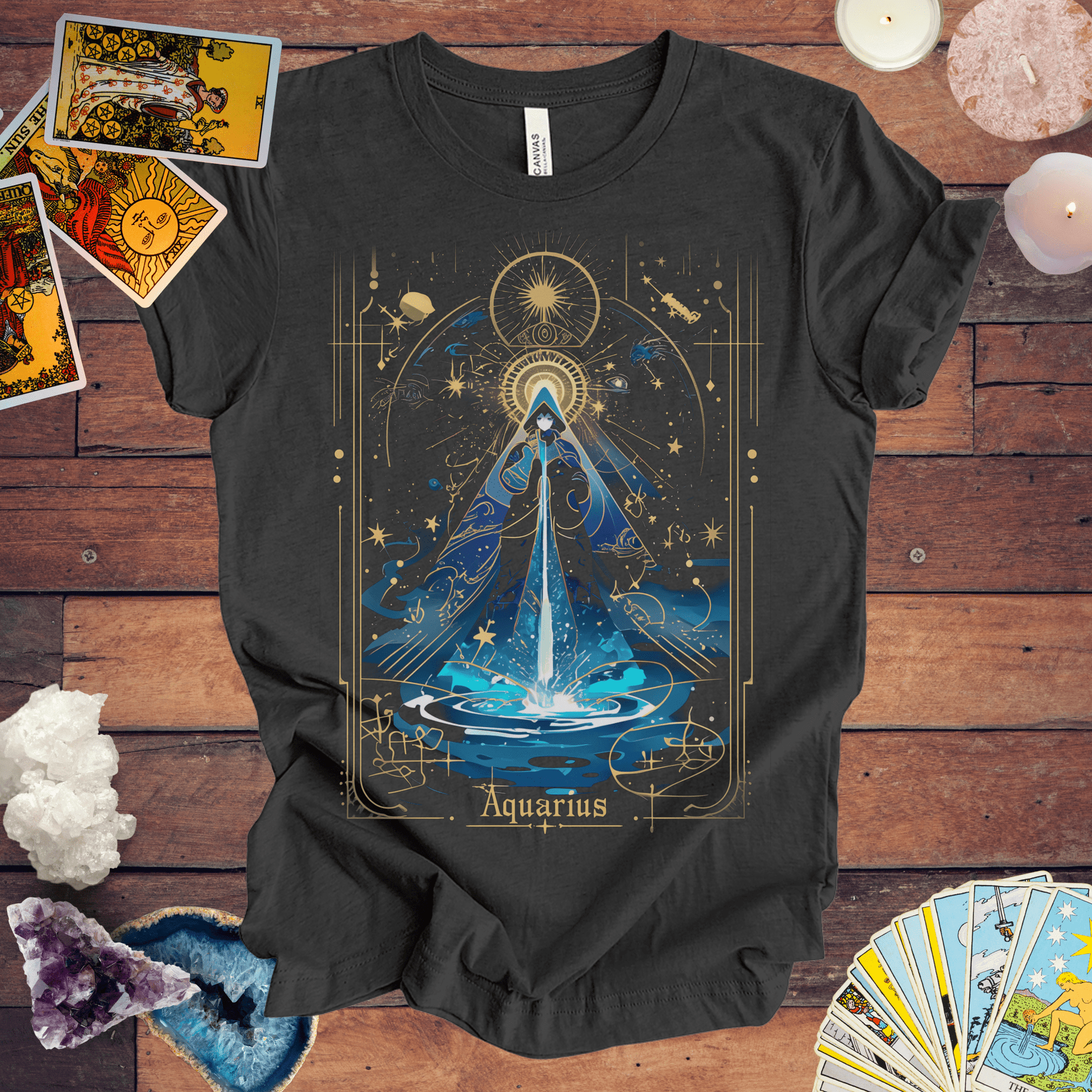 T-Shirt Dark Grey Heather / S The Water Bearer: Aquarius Tarot Card T-Shirt