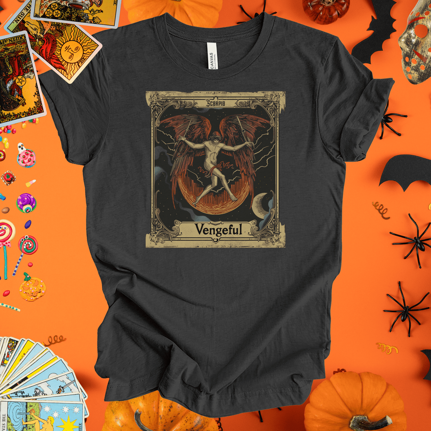 T-Shirt Dark Grey Heather / S Vengeful  - Scorpio Tarot Card T-Shirt - Halloween Limited Edition