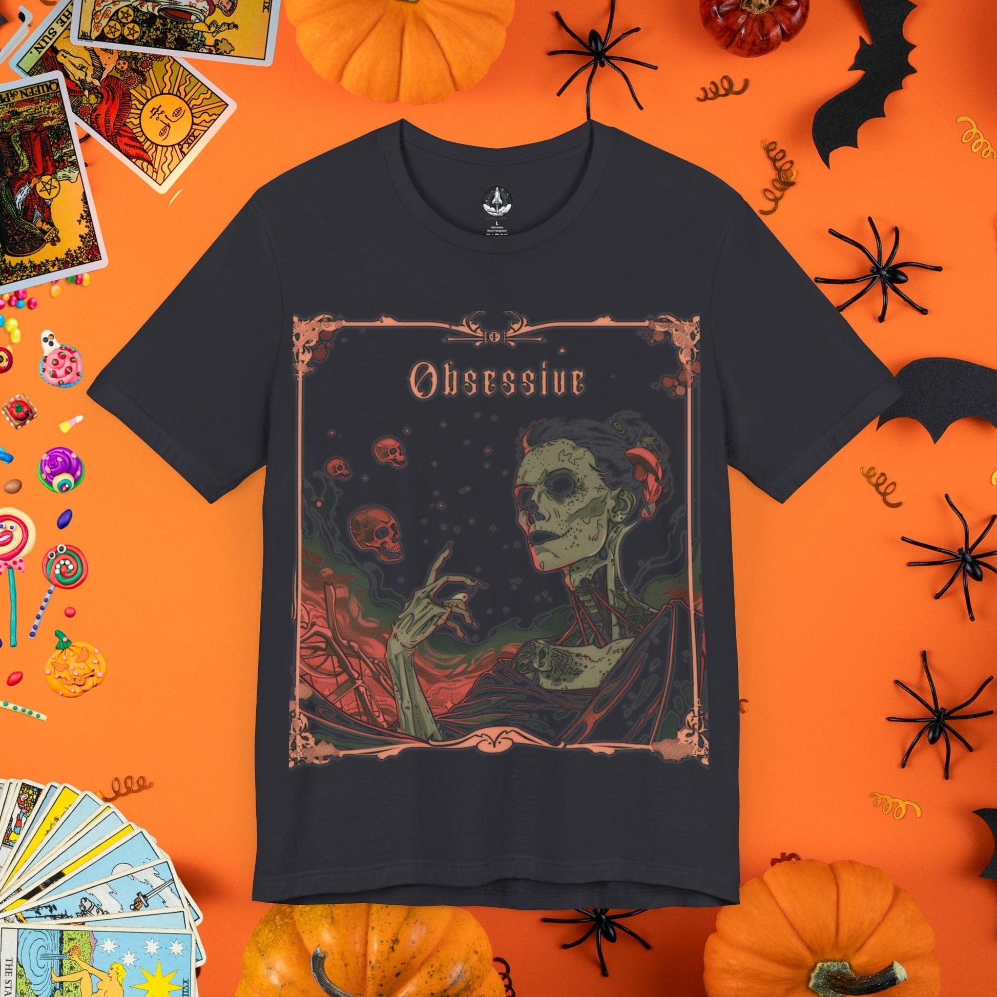 T-Shirt Dark Grey / S Obsessive Gothic Tarot T-Shirt  - Halloween Limited Edition