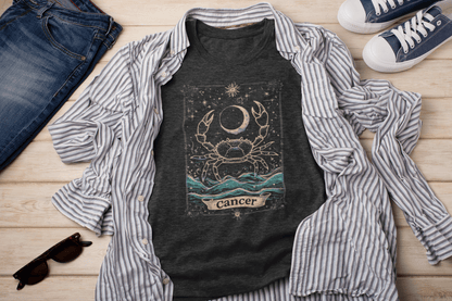 T-Shirt Dark Grey / S The Caring Crab: Cancer Tarot Card T-Shirt