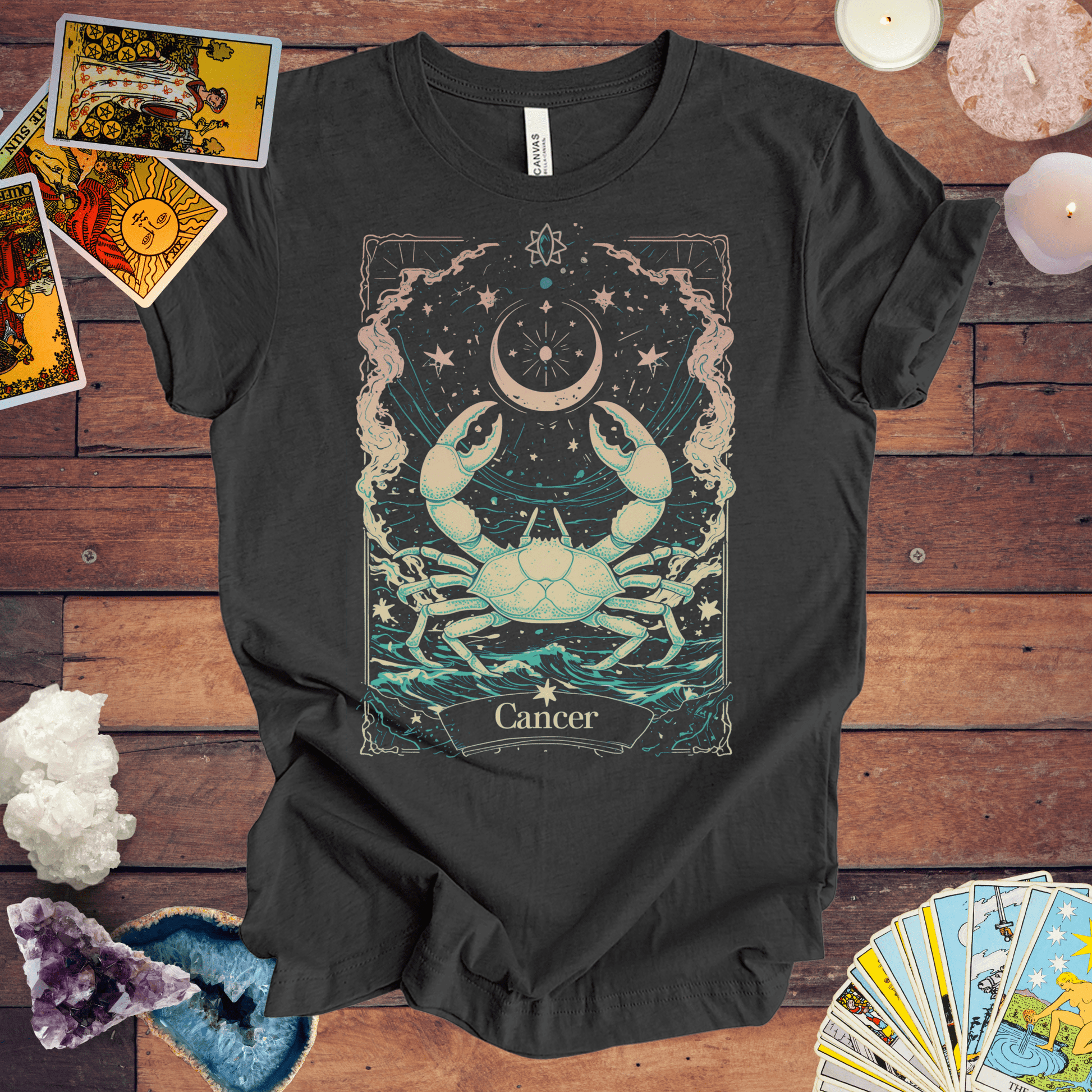 T-Shirt Dark Grey / S The Crab: Cancer Tarot Card T-Shirt