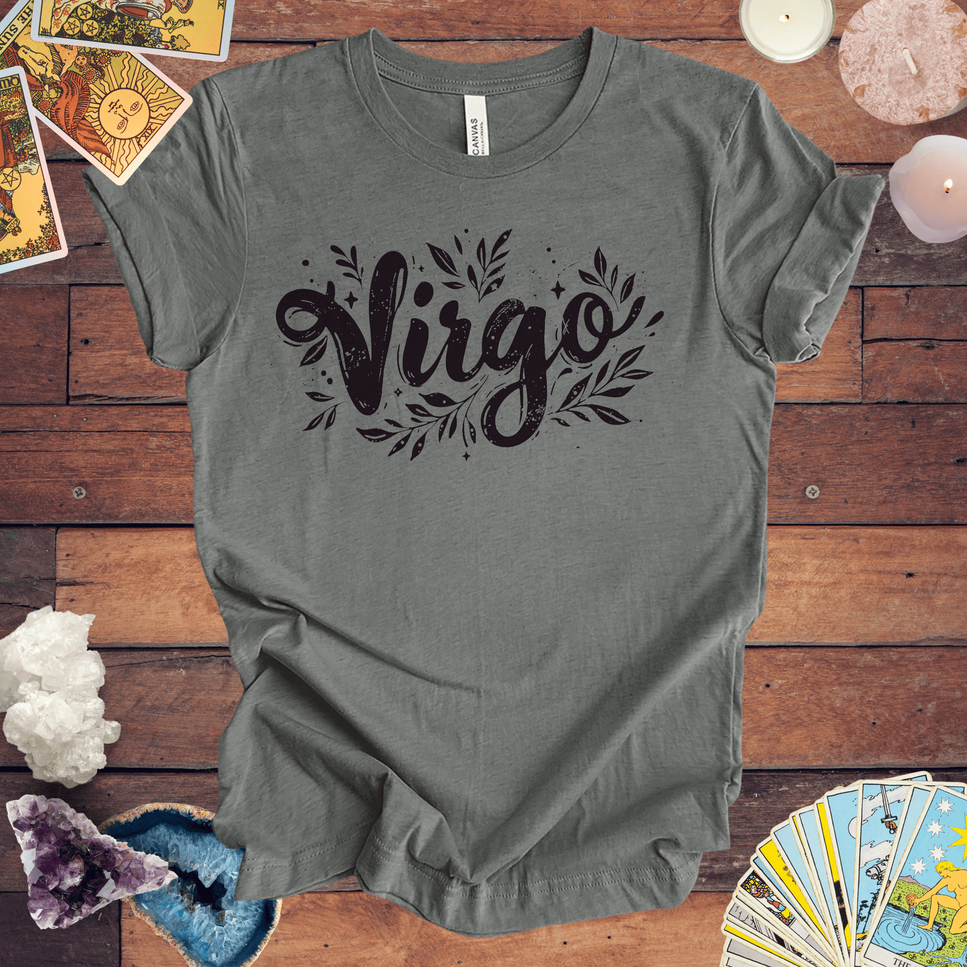 T-Shirt Deep Heather / S Ink Splattered Virtue Virgo TShirt: Artistic Precision