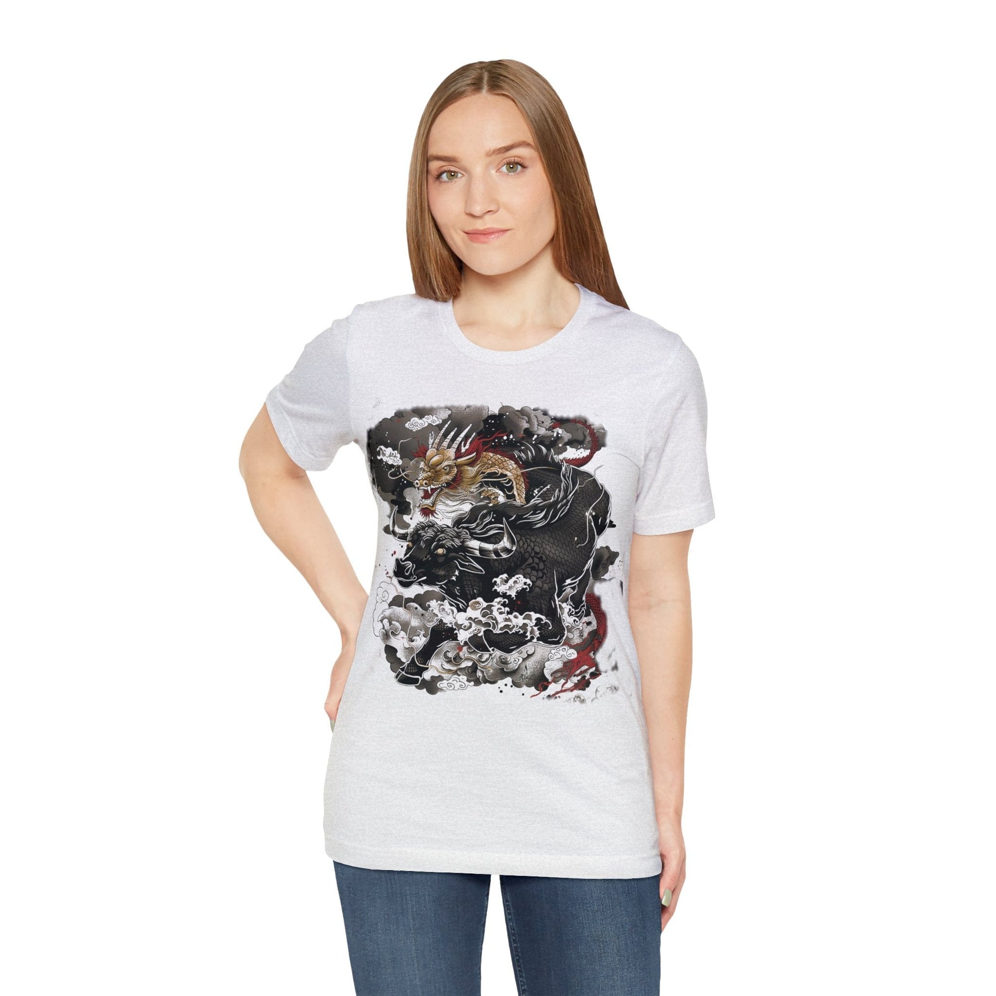 T-Shirt Eastern Mythos Dragon-Bull T-Shirt: Legendary Power