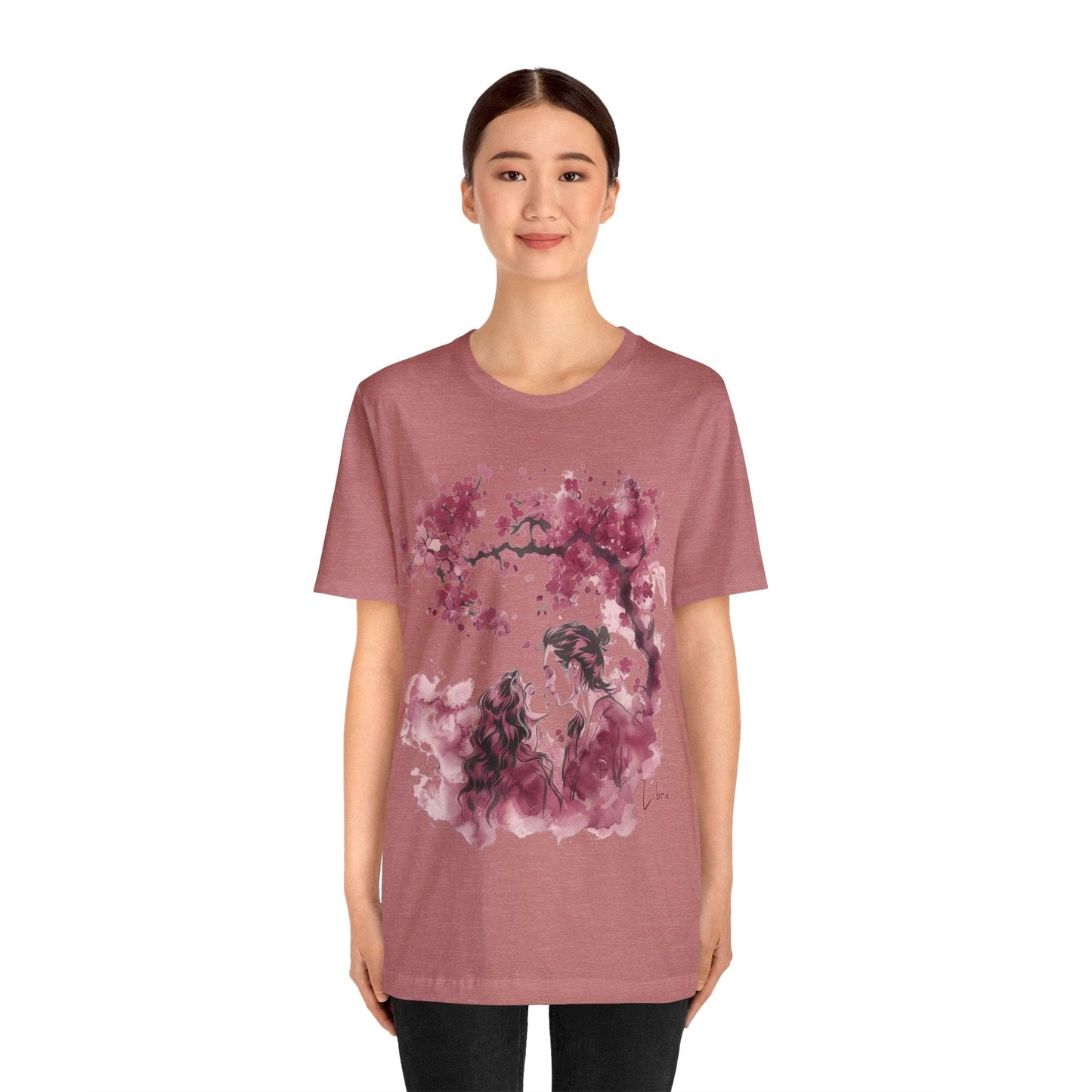 T-Shirt Eternal Love Libra Sumi-e Tee: Cherry Blossoms & Romance