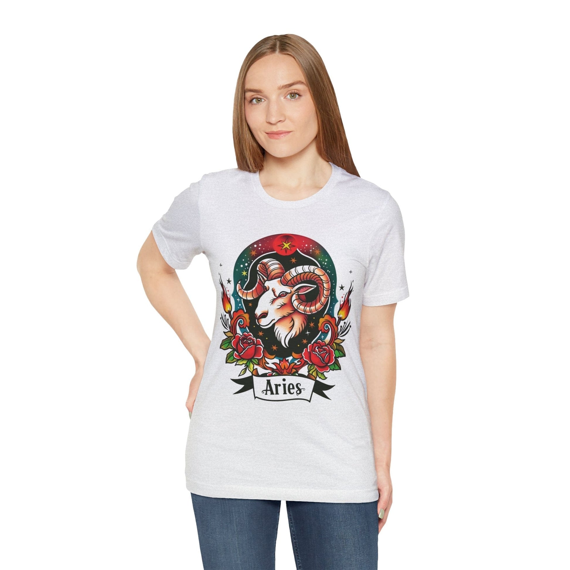 T-Shirt Fiery Aries Tattoo Art T-Shirt - Soft Cotton Zodiac-Inspired T-Shirt