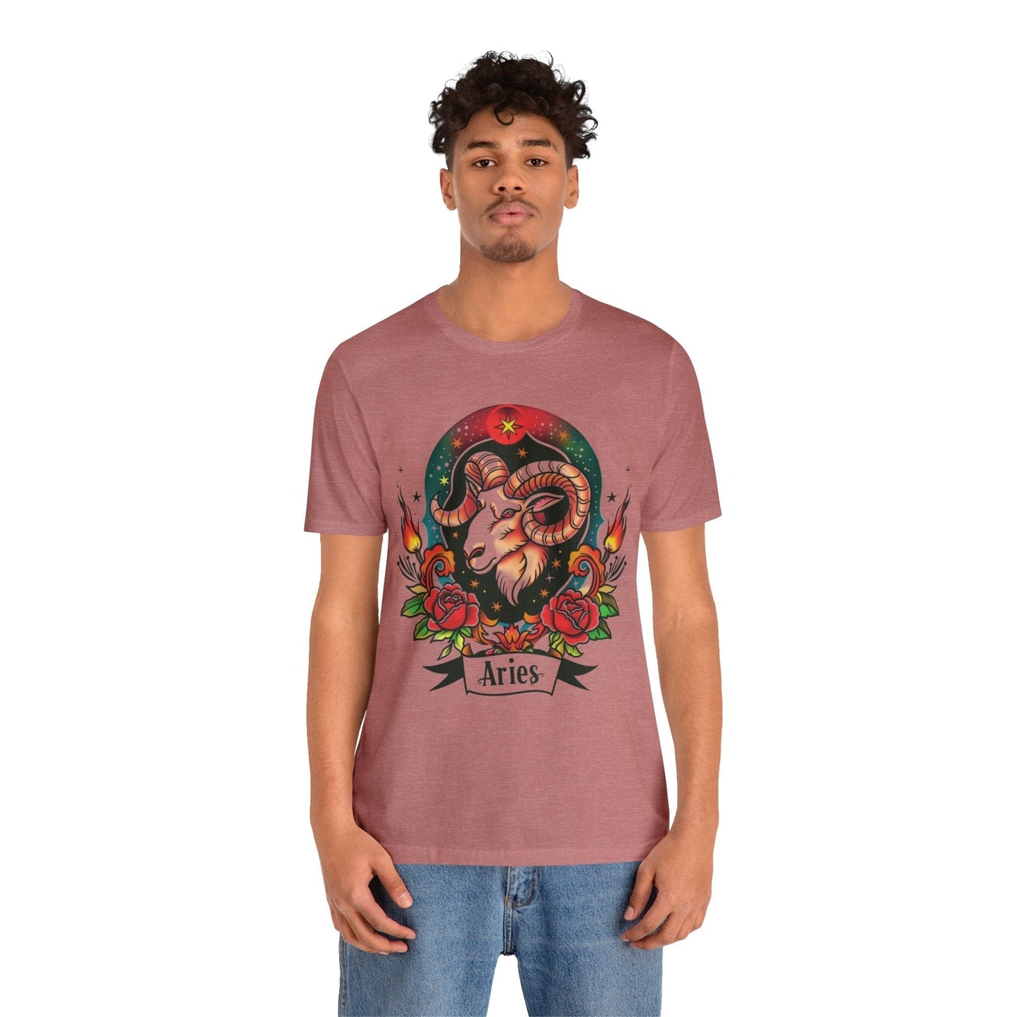 T-Shirt Fiery Aries Tattoo Art T-Shirt - Soft Cotton Zodiac-Inspired T-Shirt