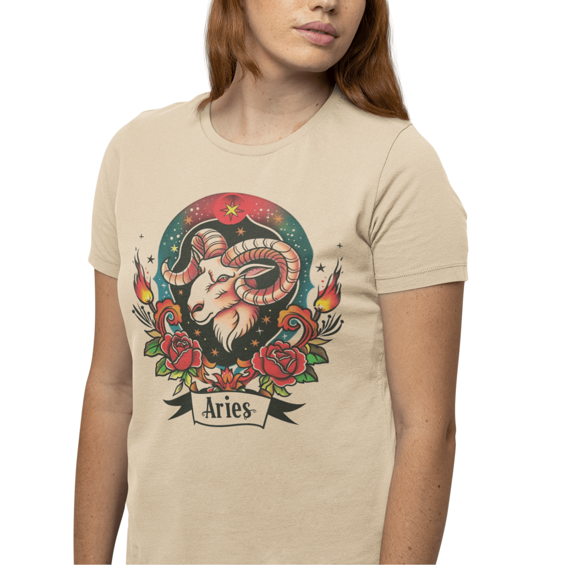 T-Shirt Fiery Aries Tattoo Art T-Shirt - Soft Cotton Zodiac-Inspired T-Shirt