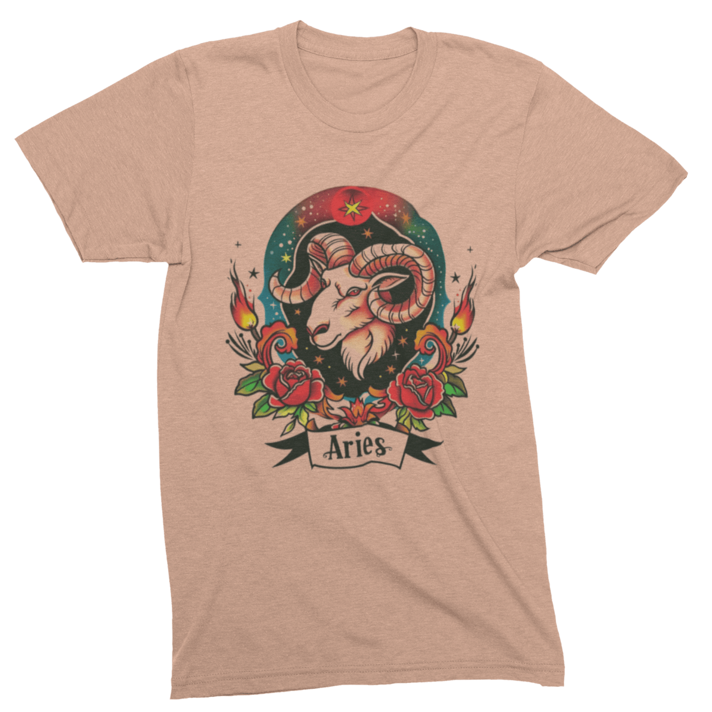 T-Shirt Fiery Aries Tattoo Art T-Shirt - Soft Cotton Zodiac-Inspired T-Shirt