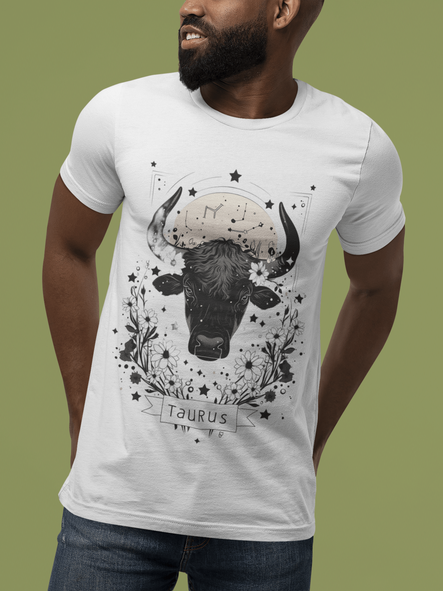 T-Shirt Floral Strength: Taurus Tarot Card T-Shirt