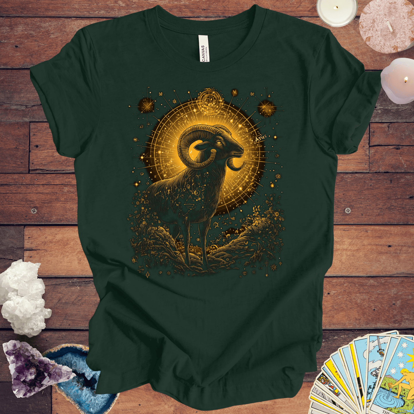 T-Shirt Forest / S Aries Celestial Guardian Tarot Card T-Shirt