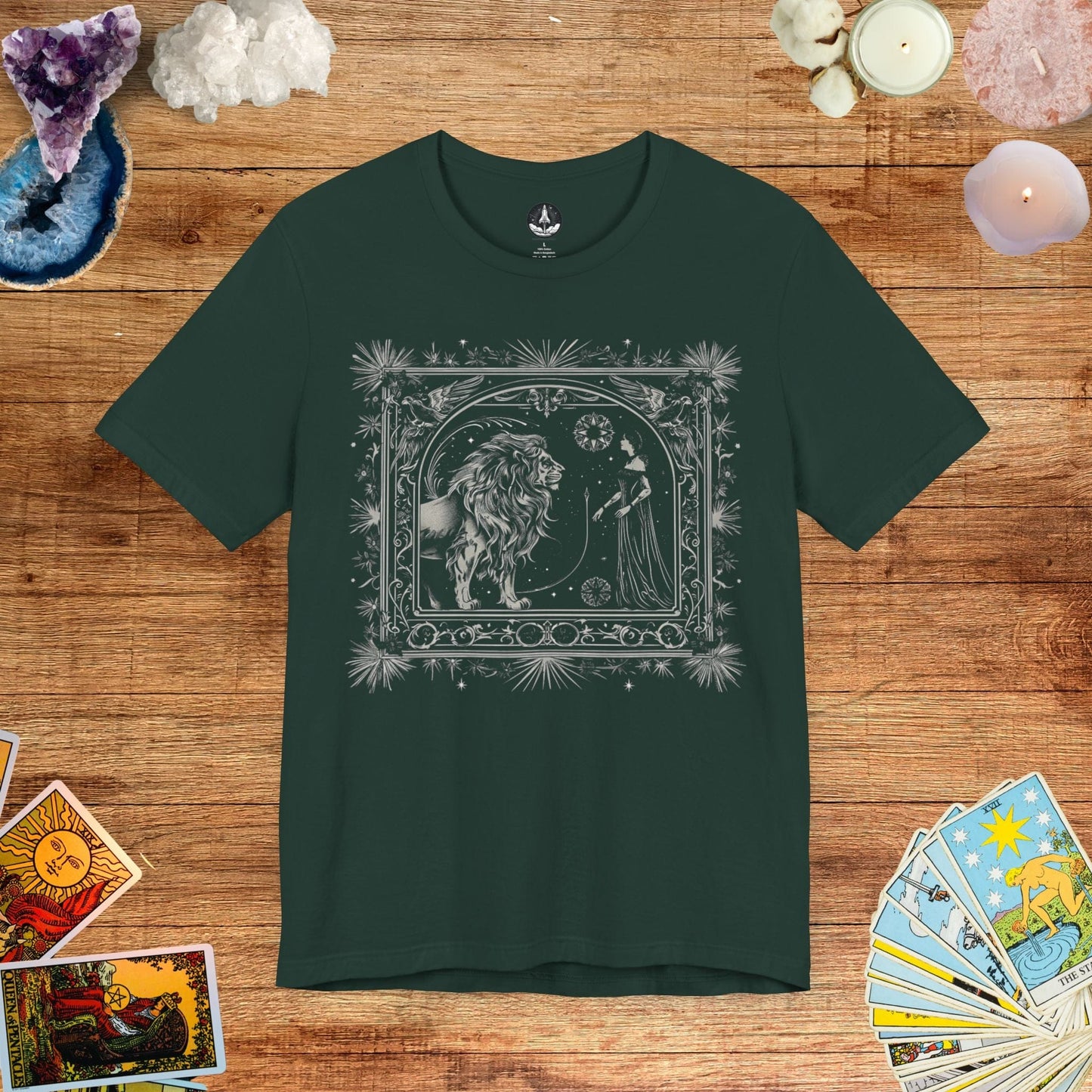 T-Shirt Forest / S Celestial King Leo Tarot Card T-Shirt