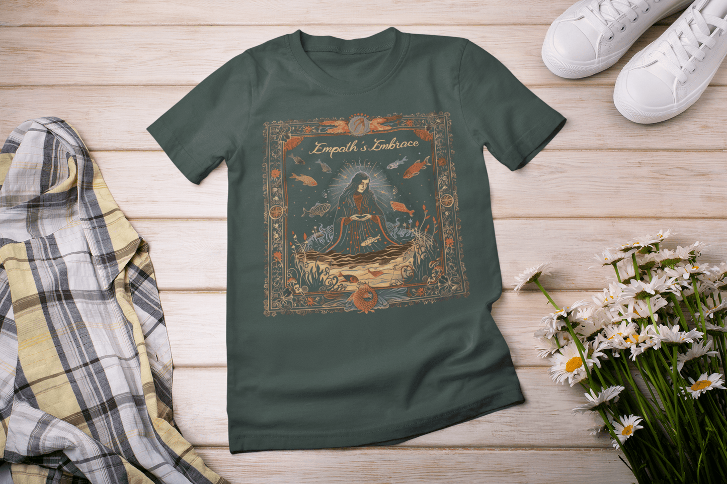 T-Shirt Forest / S Empaths Embrace: Pisces Tarot Card T-Shirt