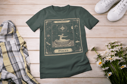 T-Shirt Forest / S Intuitive Guide: Pisces Tarot Card T-Shirt