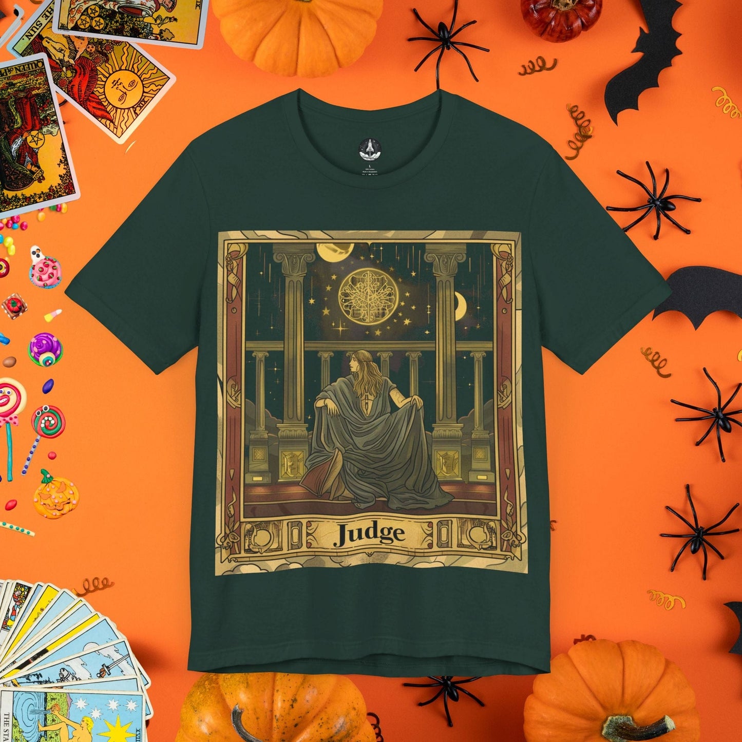 T-Shirt Forest / S Libra Judge - Cosmic Balance Tarot Card T-Shirt - Limited Halloween Edition