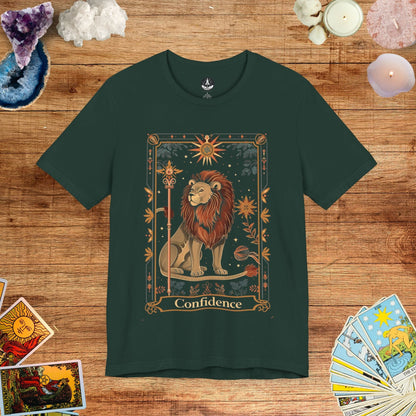 T-Shirt Forest / S Majestic Confidence Leo Tarot Card T-Shirt