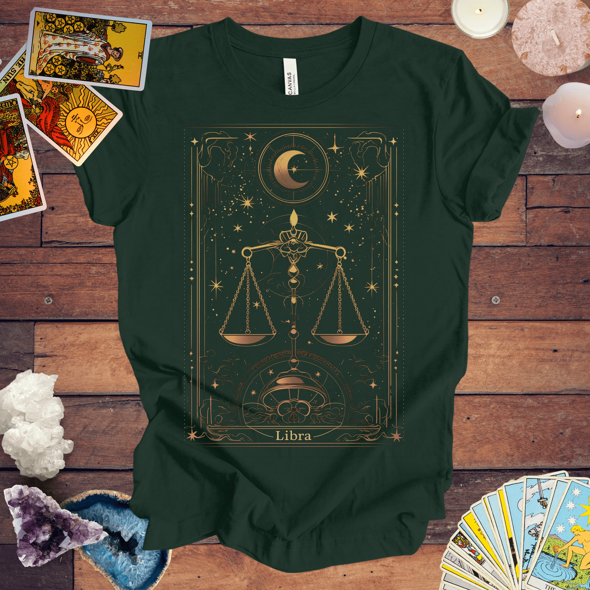 T-Shirt Forest / S The Balanced Scales: Libra Tarot Card T-Shirt