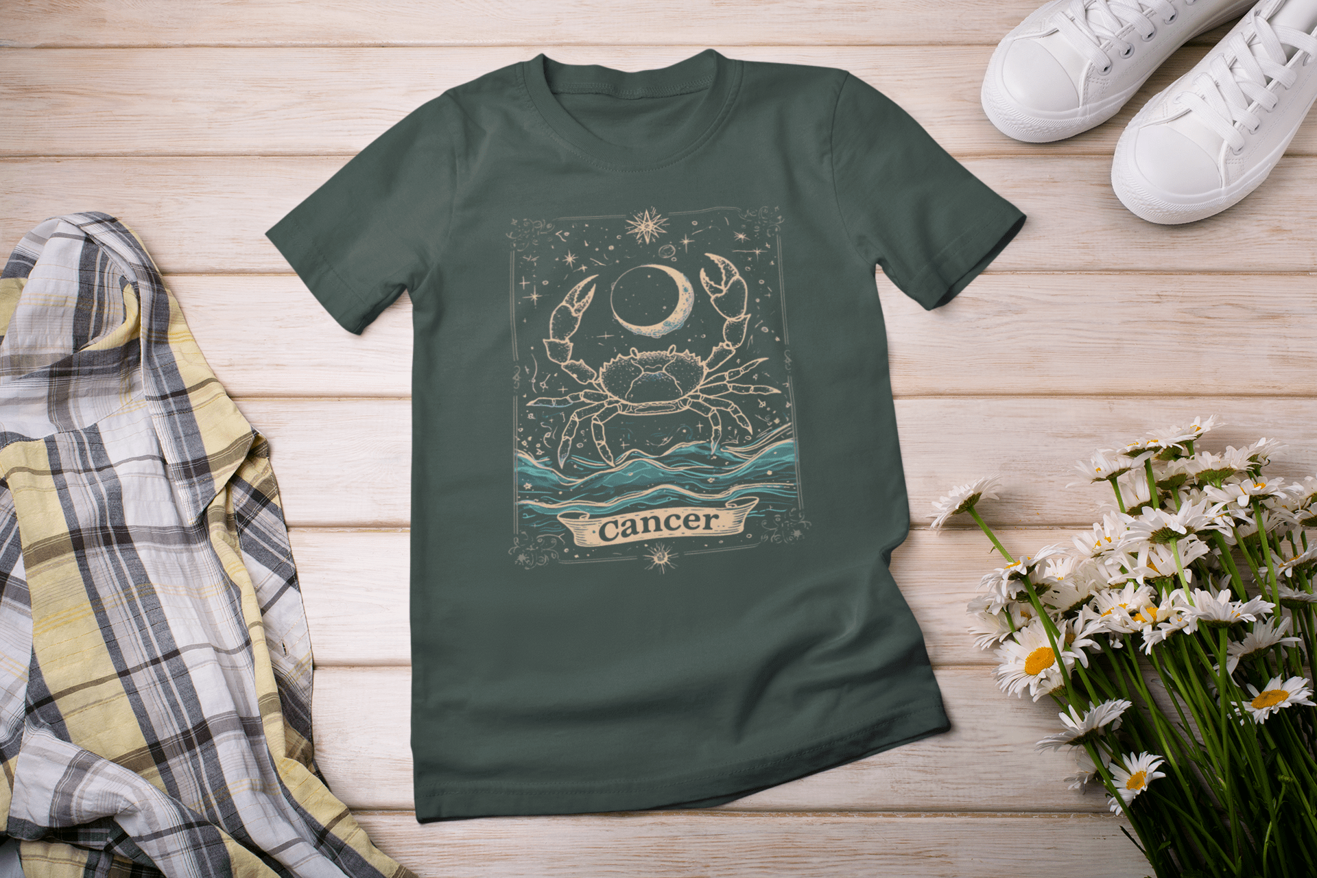 T-Shirt Forest / S The Caring Crab: Cancer Tarot Card T-Shirt