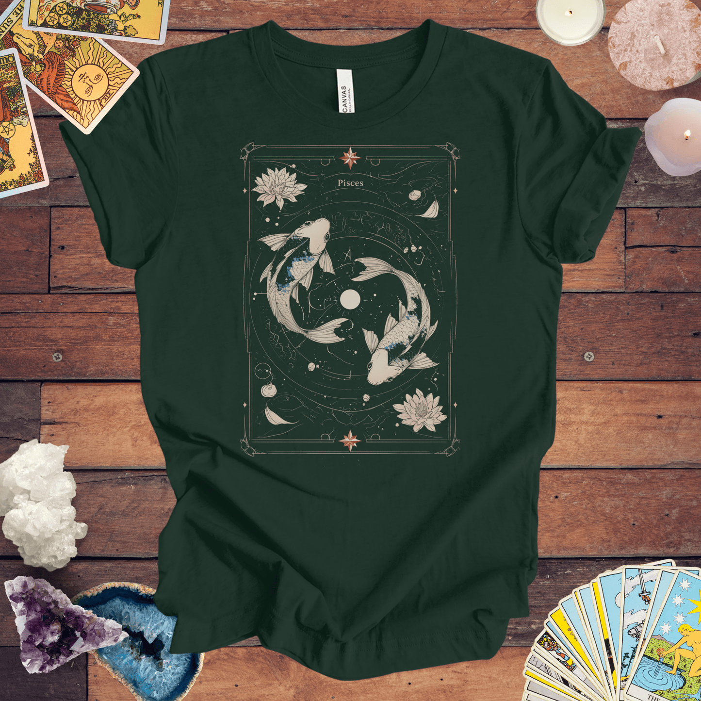 T-Shirt Forest / S The Dreamy Fish: Pisces Tarot Card T-Shirt