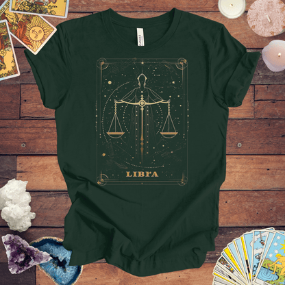 T-Shirt Forest / S The Scales: Libra Tarot Card T-Shirt