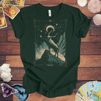 T-Shirt Forest / S The Steadfast Goat: Capricorn Tarot Card T-Shirt