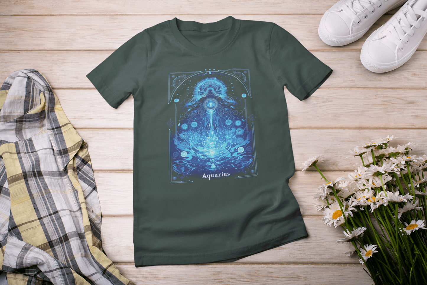 T-Shirt Forest / S The Visionary Water Bearer: Aquarius Tarot Card T-Shirt