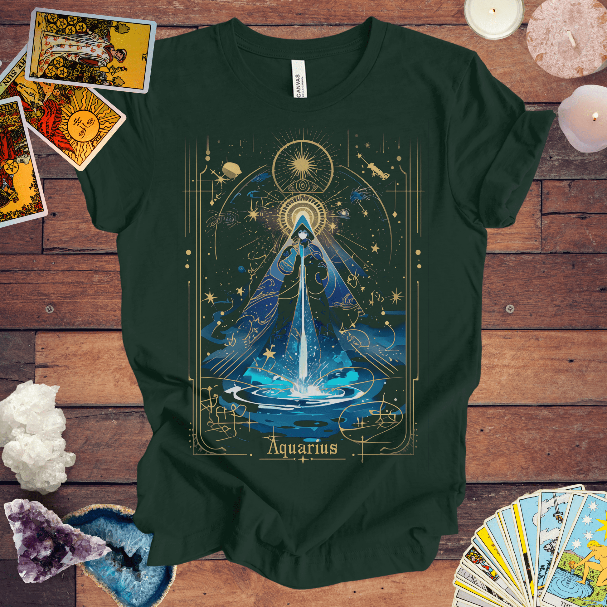 T-Shirt Forest / S The Water Bearer: Aquarius Tarot Card T-Shirt