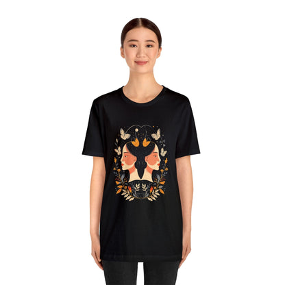 T-Shirt Gemini Cosmic Symmetry T-Shirt: A Harmony of Nature and Stars