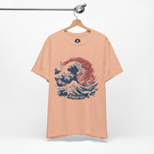 T-Shirt Great Wave of Aquarius TShirt: A Japanese Zodiac Fusion