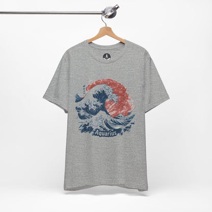 T-Shirt Great Wave of Aquarius TShirt: A Japanese Zodiac Fusion