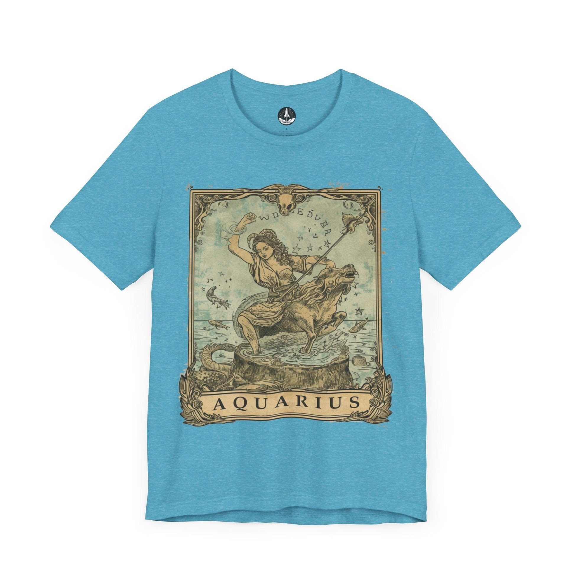 T-Shirt Heather Aqua / S Aquarius Odyssey T-Shirt: Navigating Mystical Seas with Boundless Spirit